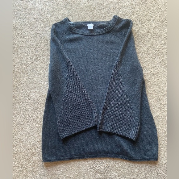 Chico’s Cashmere Wool Blend Glitter Stitch Detail Sweater Bell Sleeve Gray Sz L - Picture 6 of 6